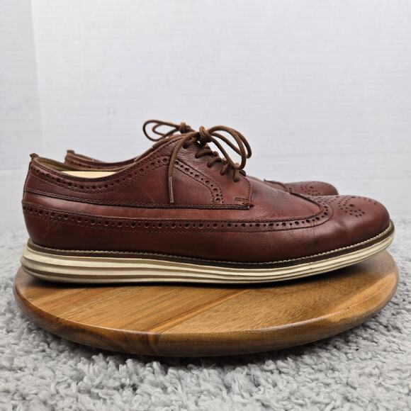 Cole Haan Mens 10.5M Original Grand Brown Woodbury Long Wingtip Casual Oxford - Picture 3 of 12